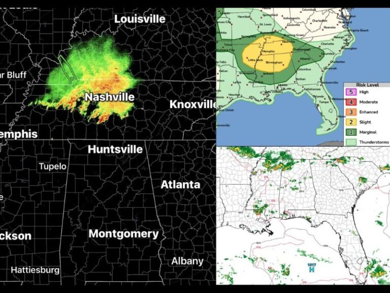 Damaging Wind Gusts and Squall Line Targeting North Georgia and Alabama Including Atlanta Birmingham and Huntsville Monday Afternoon Into Evening