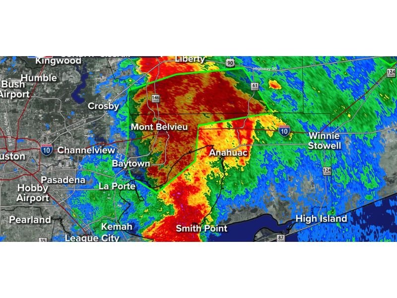 Flash Flood Warning Issued for Harris Chambers and Liberty Counties Texas as Heavy Storms Soak Mont Belvieu and Anahuac Through 9 45 AM