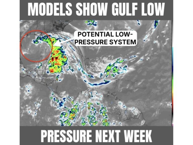 Gulf Low Pressure System to Watch Late Next Week as Models Show Rain and Gusty Winds Possible From Texas to Florida With Too Early for Specifics