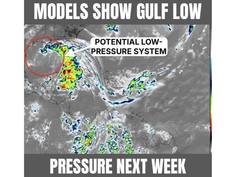 Gulf Low Pressure System to Watch Late Next Week as Models Show Rain and Gusty Winds Possible From Texas to Florida With Too Early for Specifics