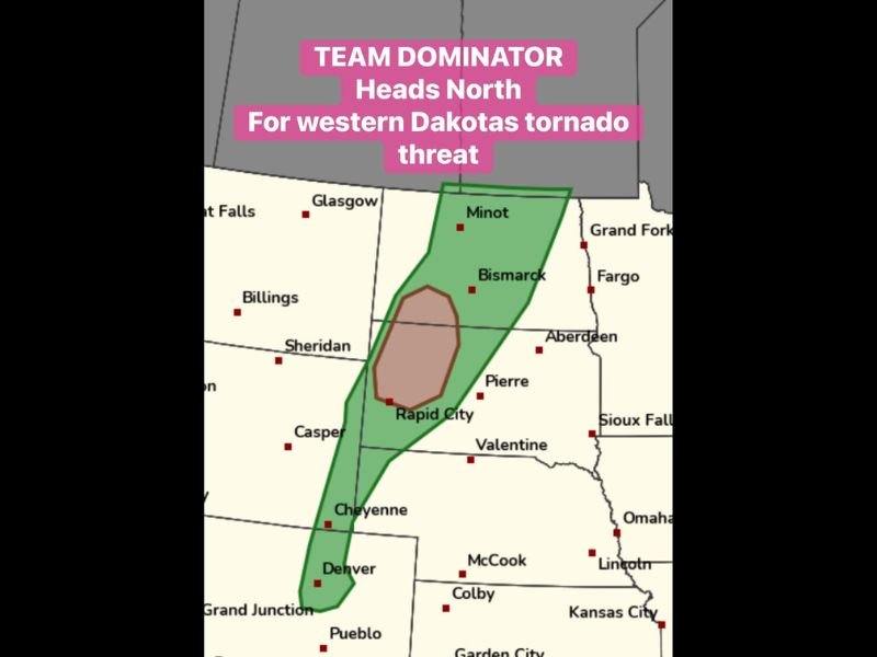Isolated Tornado and Very Large Hail Threat Targeting Western Dakotas Including Rapid City Bismarck and Pierre With Supercells Firing Tuesday Afternoon