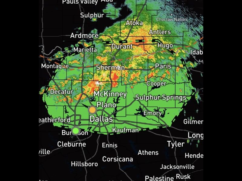 Localized Flash Flooding Possible With 2 to 3 Inches of Rain in a Short Time Across Dallas, McKinney, Sherman, and Durant as Decaying Storm Complex