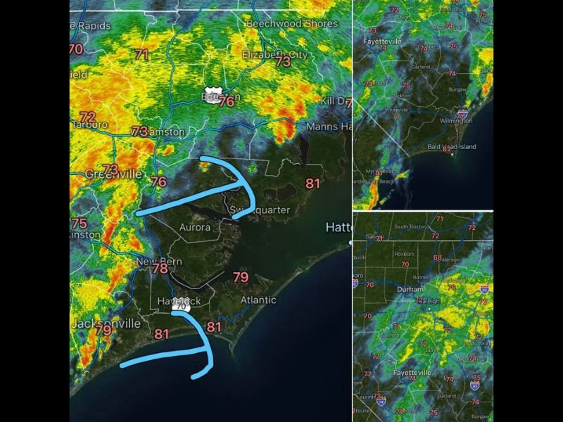 Much-Needed Rain Pushes Into Eastern North Carolina Including Elizabeth City and New Bern With an Isolated Severe Storm Possible as Central NC Clears Out This Morning
