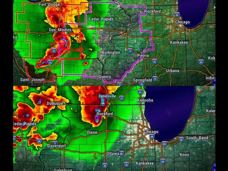 Rare Moderate Risk Level 4 Severe Weather Outbreak Hits the Stateline Including Rockford, Chicago With Tornadoes, 75+ MPH Winds, and Flash Flooding in Two Rounds Today