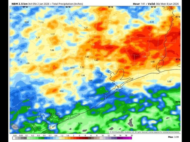 Stormy Pattern With Heavy Showers and Thunderstorms Targeting Houston and Southeast Texas Through Saturday Into Possibly Sunday With Rainfall Totals Reaching 2 Plus Inches