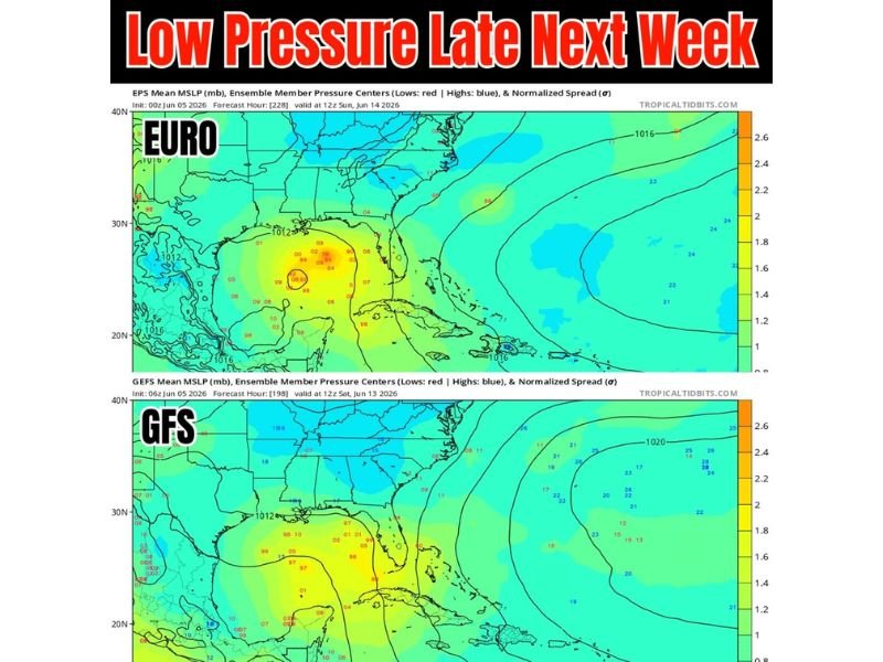 Tropical Low Pressure System Possible Late Next Week as EURO and GFS Models Show Gulf and Caribbean Development Around June 13th to 14th